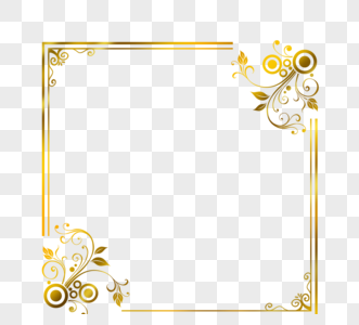 然后,他把金框花卉图案正方形图片