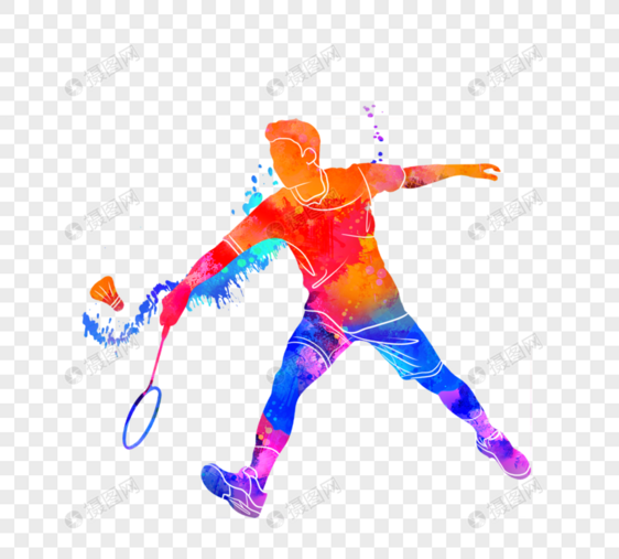 创意羽毛球运动员身影图片