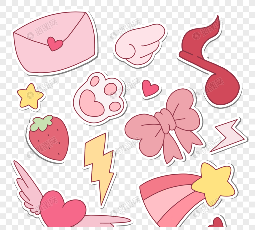 可爱卡通贴纸元素素材下载 正版素材 摄图网