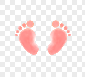 新生婴儿粉红色水彩立体风足迹图片