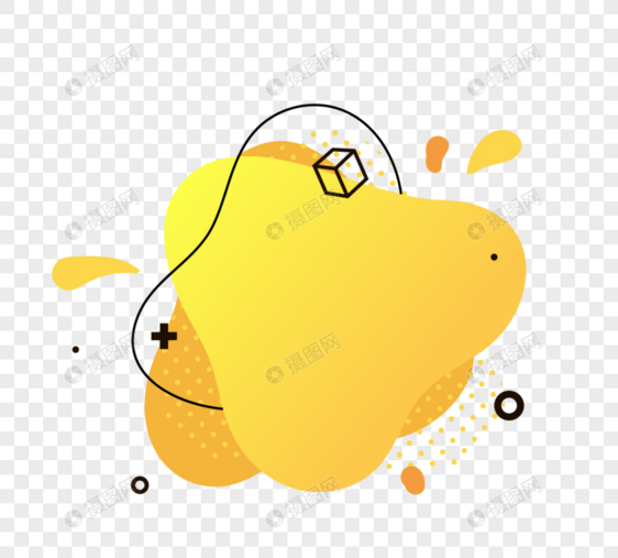 黄色几何孟菲斯流体标签图片