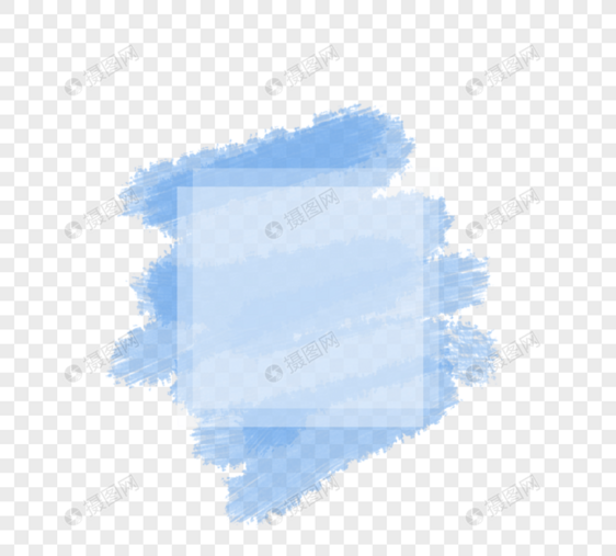 简单蓝色水彩方形边框图片