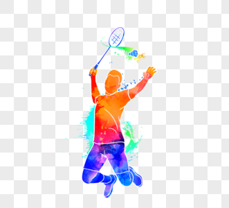 创意羽毛球运动员辉煌剪影图片