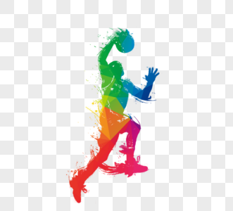 彩色创意运动员打篮球高清图片