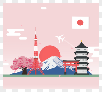 平面简化日本旅行插图图片