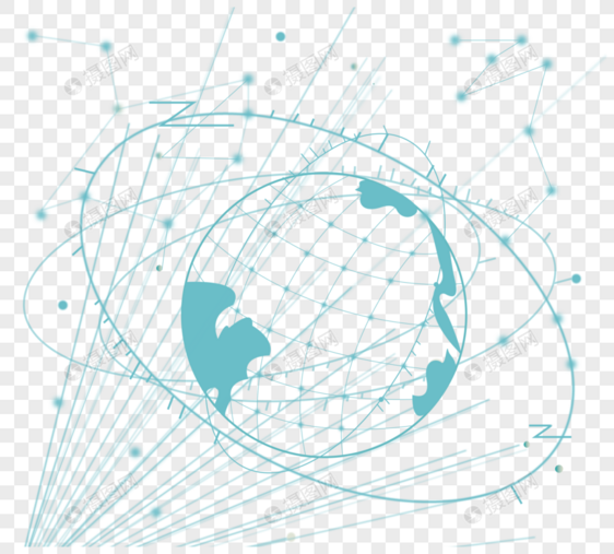 蓝色网络数据地球仪图片