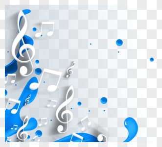 蓝色创意质感三维音符高清图片