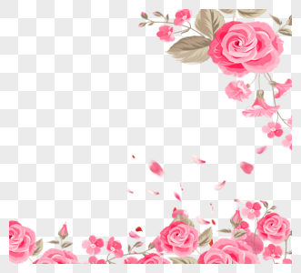 粉红玫瑰边框矢量素材图片