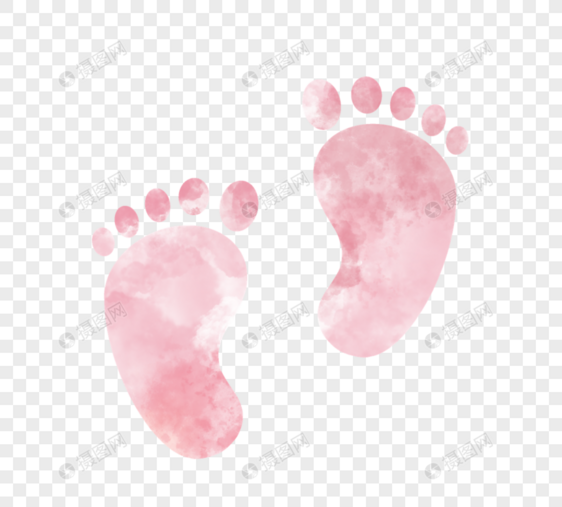 粉色新生婴儿脚丫晕染脚印图片