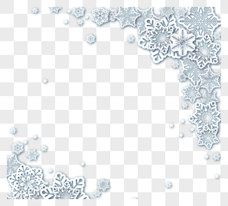 三维剪纸白色雪花几何花边边框图片