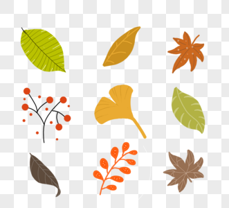 手绘简单秋天树叶图片