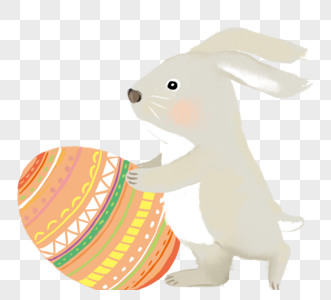复活节easter兔子推着彩蛋图片