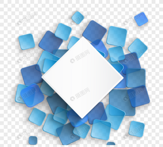 蓝色抽象方形级别业务图片