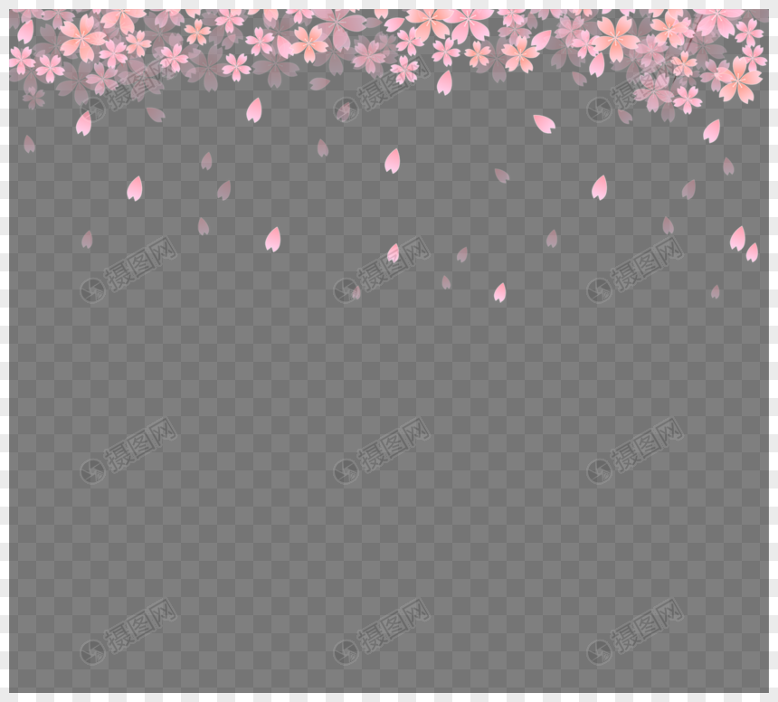 粉色樱花花瓣落边框素材图片