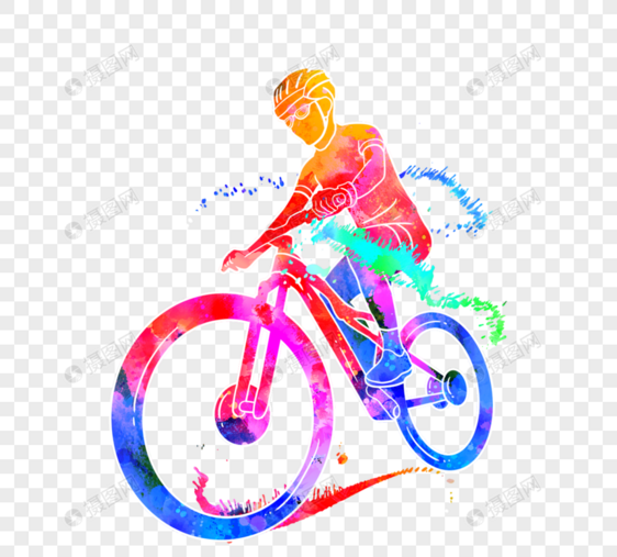 骑自行车人创意和彩色剪影图片