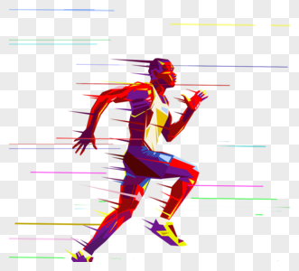 手绘快速奔跑运动员图片