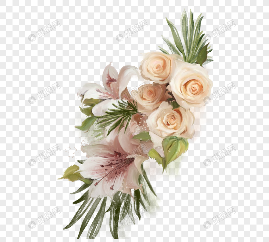玫瑰花白玫瑰百合花花束元素元素素材下载 正版素材 摄图网 玫瑰花白玫瑰百合花花束元素元素素材下载 正版素材 摄图网