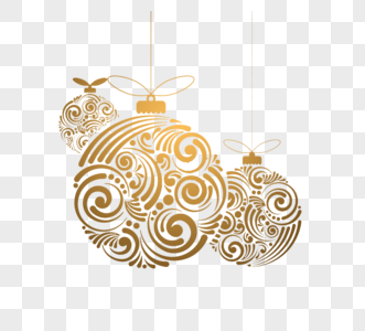 金色圣诞节挂饰铃铛元素高清图片