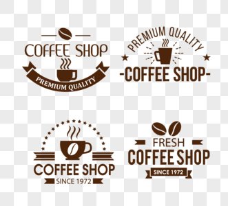 复古时尚棕色创意咖啡店徽标咖啡艺术字徽标高清图片