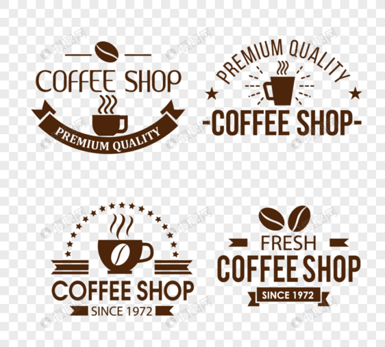 复古时尚棕色创意咖啡店徽标咖啡艺术字徽标图片