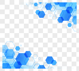 渐变抽象六角蓝色商务边框图片