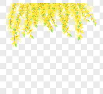 黄色连翘手绘花边框高清图片