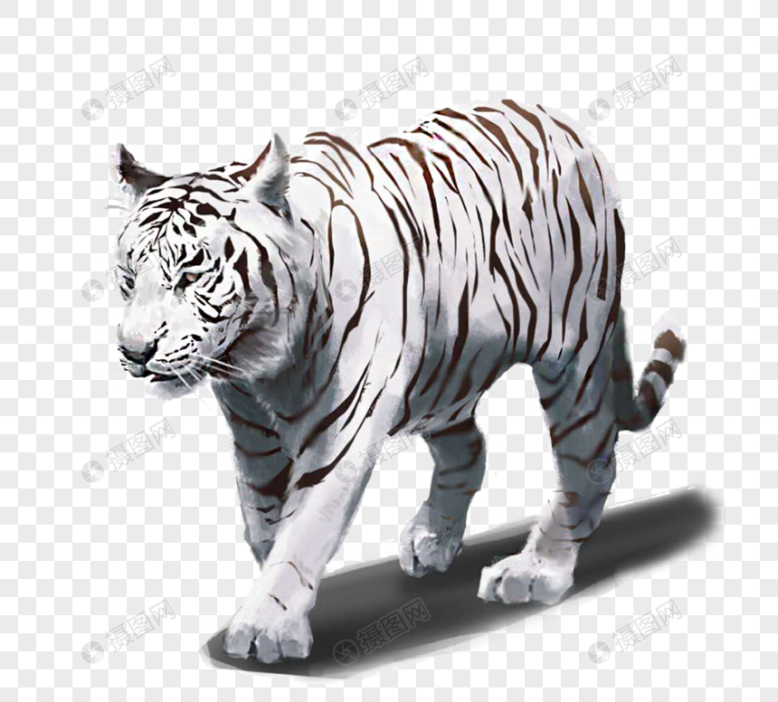 手绘白虎兽元素元素素材下载 正版素材 摄图网