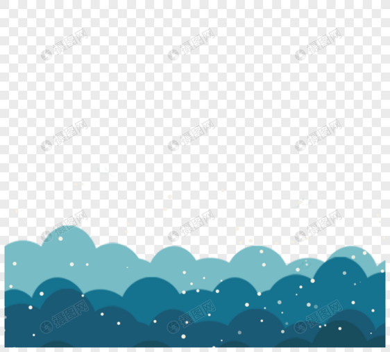 蓝色简单雪景边框图片