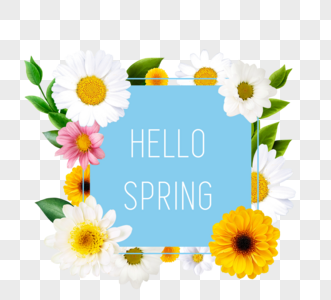 春季新鲜蓝色花朵创意边框元素图片