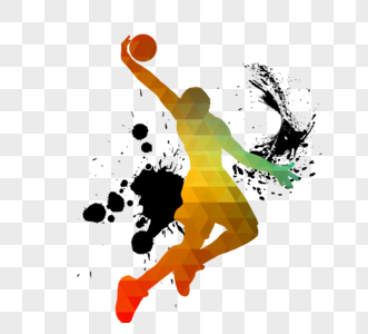 创意彩色篮球运动员图片