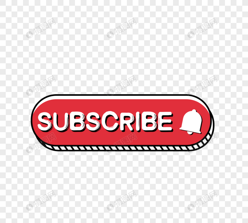 卡通手绘youtube订阅按钮元素素材下载 正版素材 摄图网