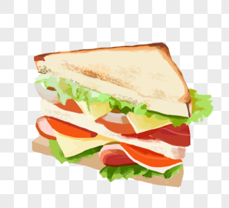 手绘三明治美食元素图片