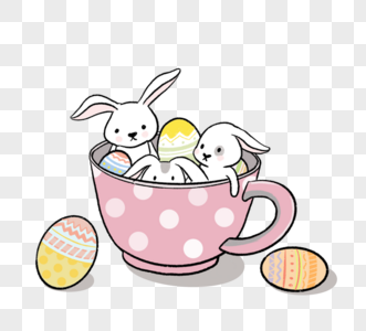 复活节杯兔子蛋元素图片