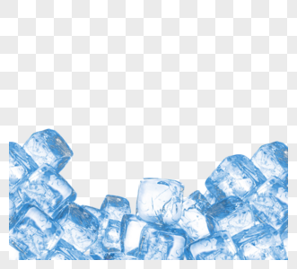 蓝色透明清凉冰块元素图片