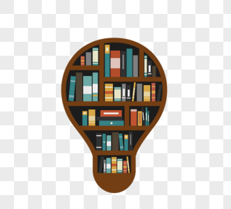 创意灯泡图书馆书架图片