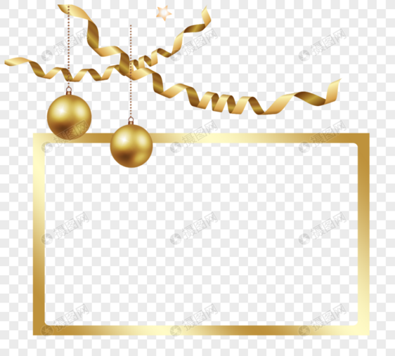 金色圣诞装饰明星丝带边框图片
