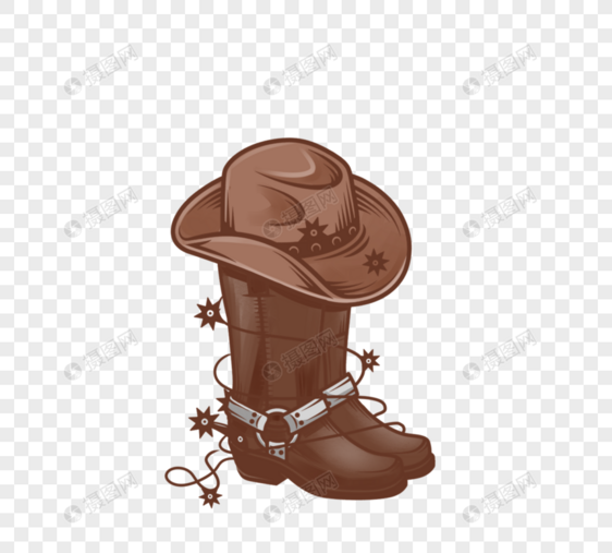 手绘德州牛仔帽和靴子图片