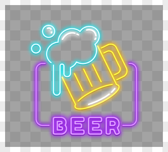霓虹灯效果啤酒酒吧标志图片