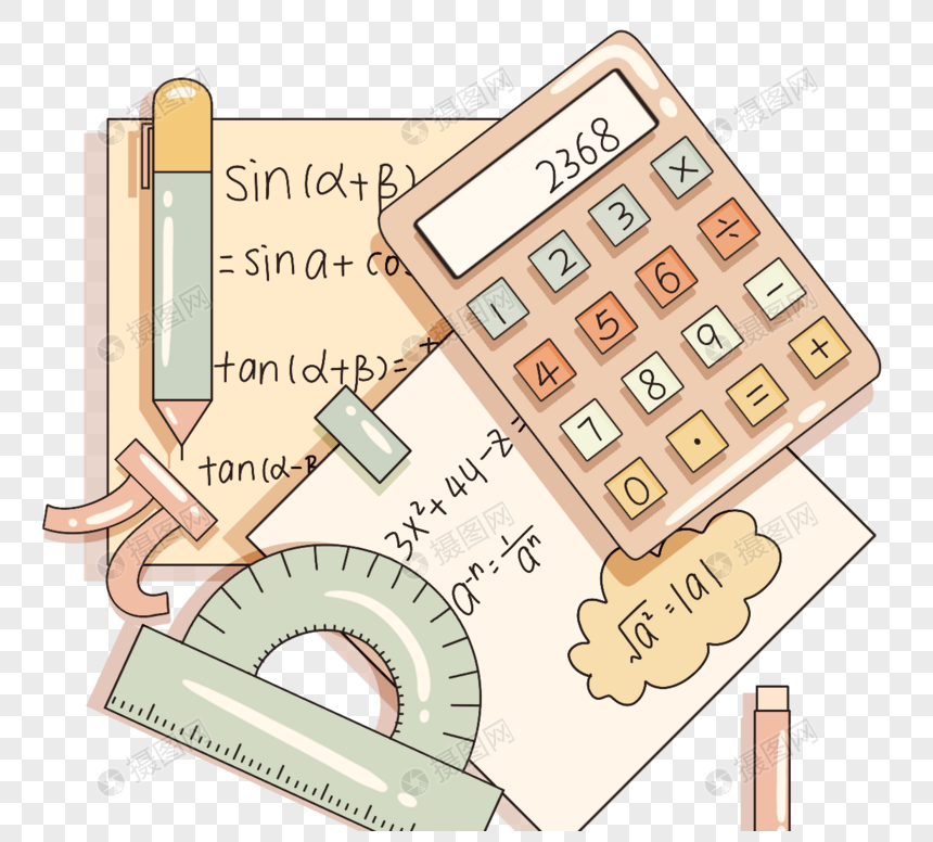 彩色卡通数学文具元素图片