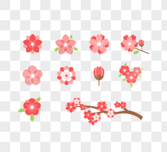 粉色简约卡通日本樱花元素高清图片