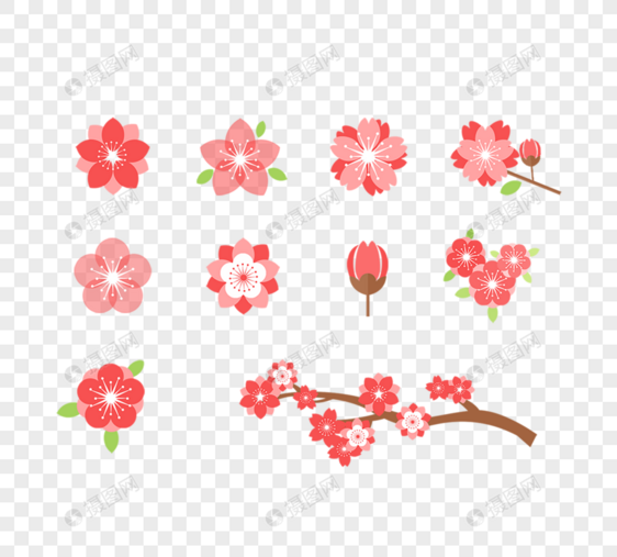 粉色简约卡通日本樱花元素图片
