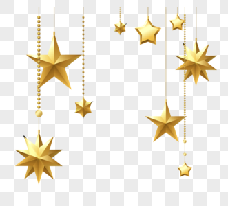 金色星星吊坠矢量素材高清图片