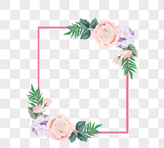 手绘粉色花朵边框图片