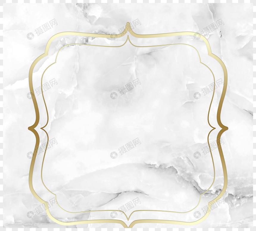 几何金色花型大理石边框图片
