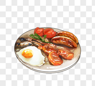 英式香肠鸡蛋早餐图片