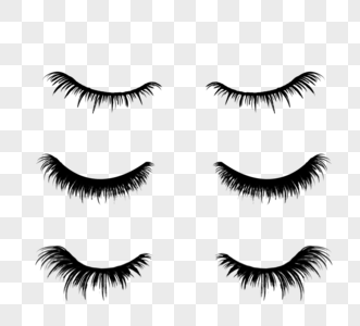 手绘黑色卷曲浓密睫毛图片素材