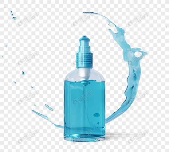 蓝色洗手液瓶3d元素图片