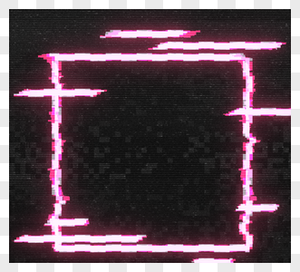 方形线条霓虹故障风格边框设计高清图片