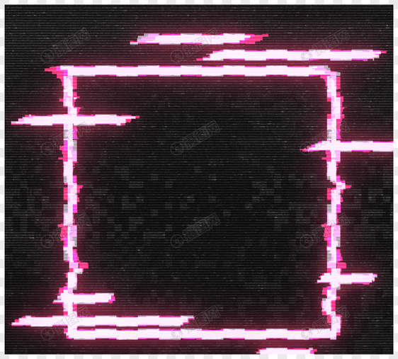 方形线条霓虹故障风格边框设计图片