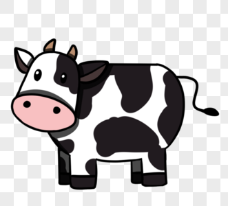 可爱白色手绘卡通奶牛图片素材